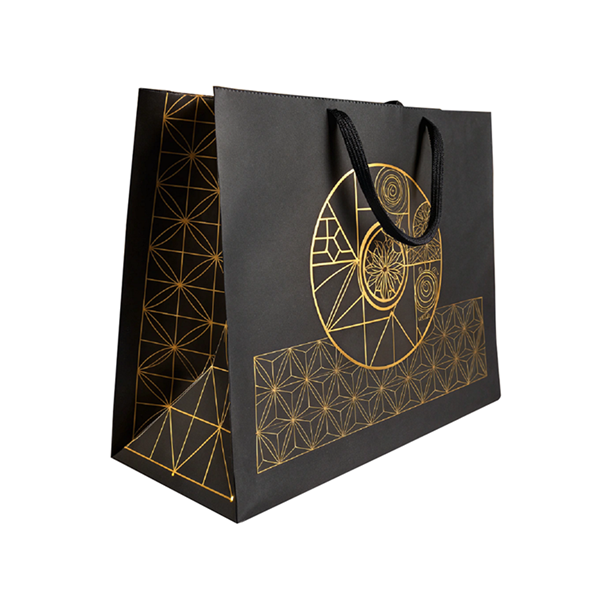 Wholesale Black Gift Bags With  A Golden Foil Logo